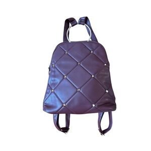 Like Dreams Burgundy Quilted Studded Leather‎ Mini Backpack Ring Handle Bag
